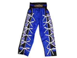 Kickboksbroekje met Naam : KNPANTS-005-Blauw-Zwart