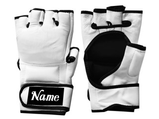 Gepersonaliseerde echte leren MMA-handschoenen : KNGCUST-MMA-Wit