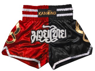 Kanong kickboksbroekje : KNS-143-Rood-Zwart