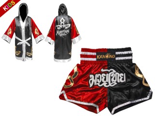 Kinderboksset - Boksjas en shorts :  Model 143-Rood-Zwart