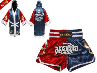 Kinderboksset - Boksjas en shorts : Model 143-Rood-Marineblauw
