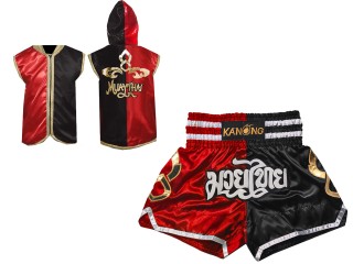 Boksset - Kickbokshoodies en -broeken : Model 143-Rood-Zwart