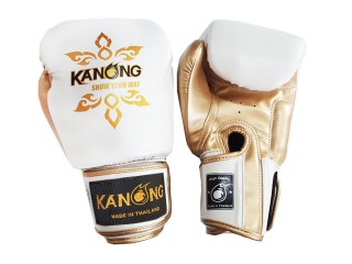 Kanong-trainingsbokshandschoenen : Thai Power Wit en Goud