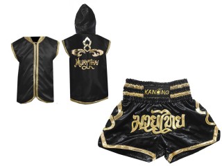 Bokskostuum - Hoodies en boksshorts voor Muay Thai boksen : 121 Zwart