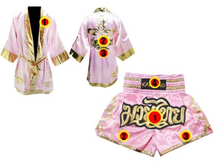 Kanong gepersonaliseerde boksjas en Thaise shorts : Model 121-Roze