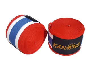 KANONG standaard boksbandages : Rood/Wit/Blauw
