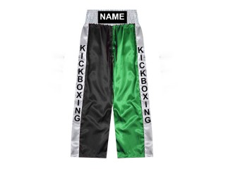 Lange kickboksbroek op maat: KNPANTS-001-Zwart-Groen
