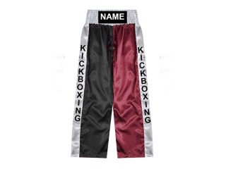 Lange kickboksbroek op maat : KNPANTS-001-Zwart-Maroon