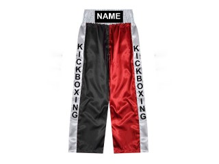 Kickboksbroek op maat gemaakt : KNPANTS-001-Zwart-Rood
