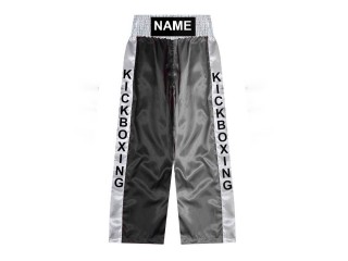 Kickboksbroek op maat gemaakt : KNPANTS-001-Zwart-Zilver