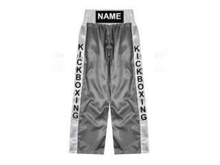 Lange kickboksbroek op maat gemaakt : KNPANTS-001-Zilver