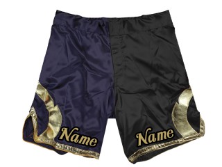 Gepersonaliseerde MMA-short met naam : Marineblauw-Zwart