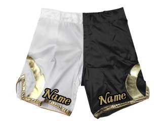 Aangepaste MMA-shorts met naam : Wit-Zwart