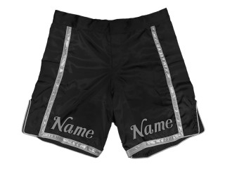 Op maat gemaakte MMA-shorts met naam : Zwart-Zilver