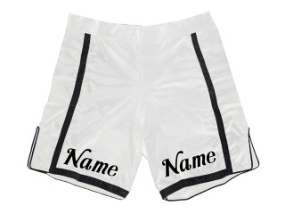 Op maat gemaakte MMA-shorts met naam : Wit-Zwart