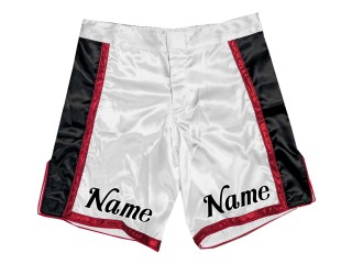 Op maat gemaakte MMA-shorts met naam : Wit-Rood