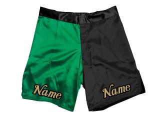 Aangepaste MMA-shorts met naam : Groen-Zwart