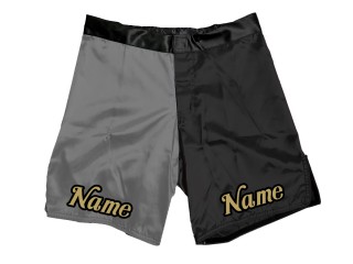 Aangepaste MMA-shorts met naam : Grijs-Zwart