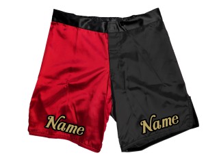 Gepersonaliseerde MMA-shorts met naam voor heren  : Rood-Zwart