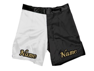Aangepaste MMA shorts met naam : Wit-Zwart