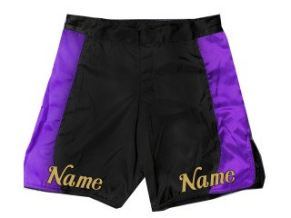 Gepersonaliseerde MMA-shorts met naam voor heren : Zwart-Paars