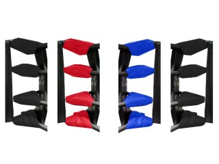 Muay Thai Ring Accessoires - Boksring Spanschroefhoezen (set van 16) : Rood/Blauw/Zwart