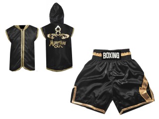 Boksset - Aangepaste bokshoodies en boksshorts : KNCUSET-008-Zwart-Goud