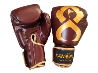 Kanong Echte Leren Bokshandschoenen : "Thai Kick" Maroon-Goud