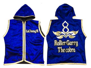 Gepersonaliseerde bokshoodies : KNHODCUST-001-Blauw-Goud