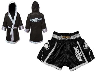 Kanong gepersonaliseerde boksjas en Thaise shorts : 208-Zwart