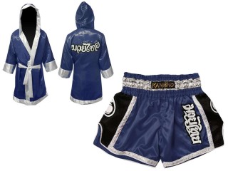Kanong gepersonaliseerde boksjas en Thaise shorts : 208-Marineblauw
