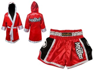 Kanong gepersonaliseerde boksjas en Thaise shorts : 208-Rood