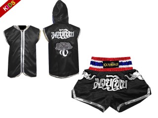 Bokskostuum voor jongens - Bokshoodies en Muay Thai Shorts : 125 Zwart