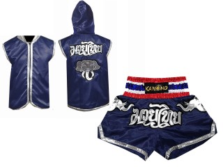 Boksset - Hoodies en boksshorts voor Muay Thai boksen : 125 Marineblauw