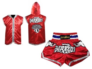 Boksset - Hoodies en boksshorts voor Muay Thai boksen : 125 Rood