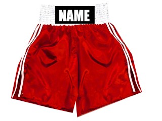 Gepersonaliseerde kinderboksbroek met naam : KNBSH-026-Rood