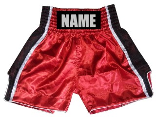 Gepersonaliseerde kinderboksbroek met naam : KNBSH-027-Rood