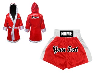 Op maat gemaakte boksshorts en boksjas : Rood