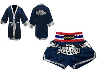 Bokskitset - Boksjurk en Thaiboksshort : 125-Marineblauw